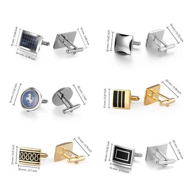1Pair Square Man Shirt Cufflinks Copper Tie Clips & Cufflink