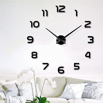 Fashion 3D big size wall clock mirror sticker DIY brief livi