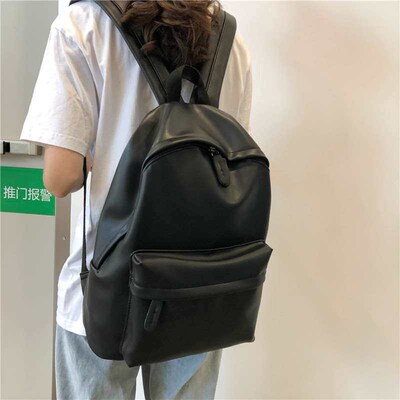 Solid Color PU College Style Schoolbag Womens Cute Style Si