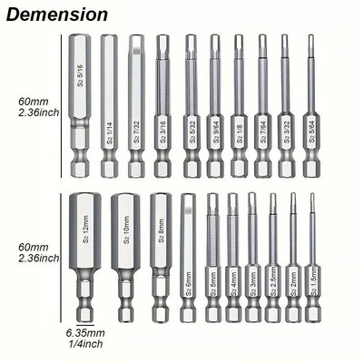 Hex Head Allen Wrench Bit Set Magnetic Metric Imperial Screw
