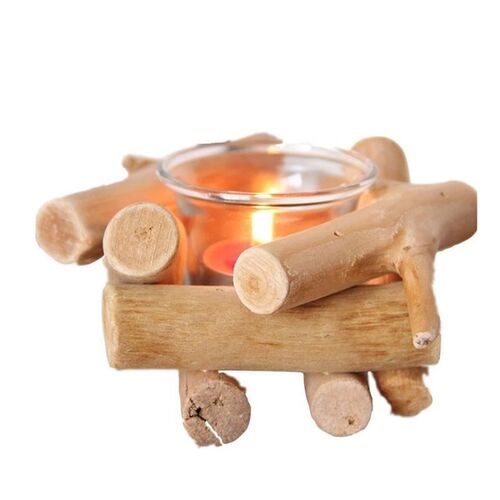 Wooden candle holder glass decoration romantic simple garden