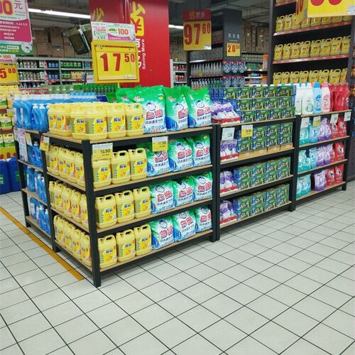 超市牛奶堆头展示架饮料促销台陈列架钢木货架加厚礼品盒洗化地堆