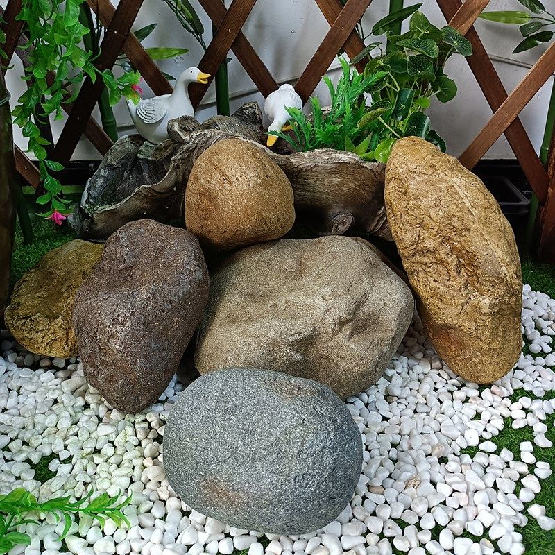 树脂材质仿真小石头造景鹅卵石摆件室内舞台布置道具橱窗小景装饰
