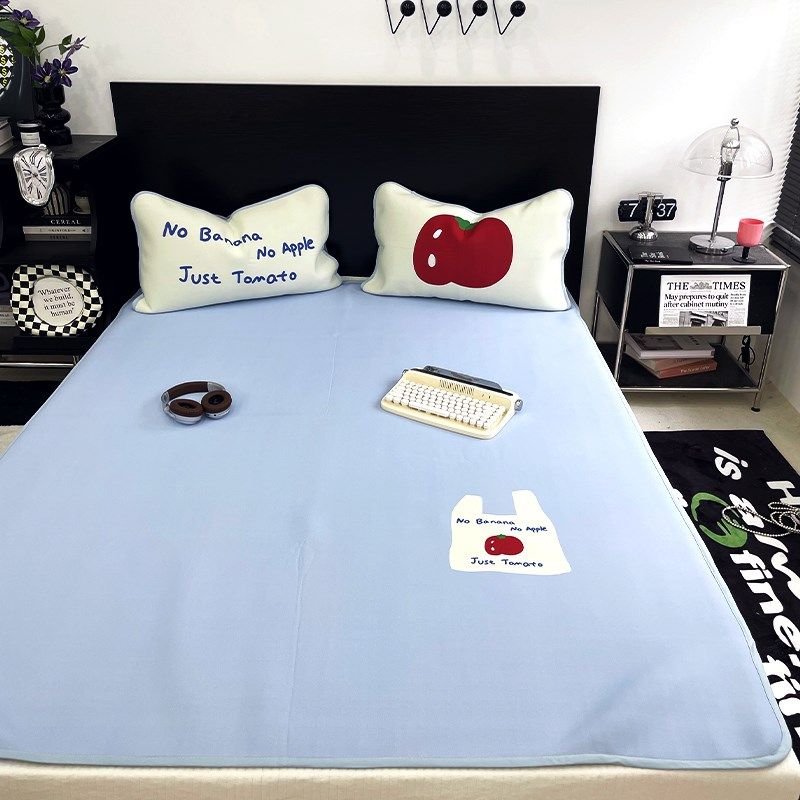 花田小汐 红番茄 数码印花夏季冰丝凉席三件套可折叠水洗空调软席,床上用品,冰丝席,淘宝优惠券,粉丝福利购,淘宝优惠卷