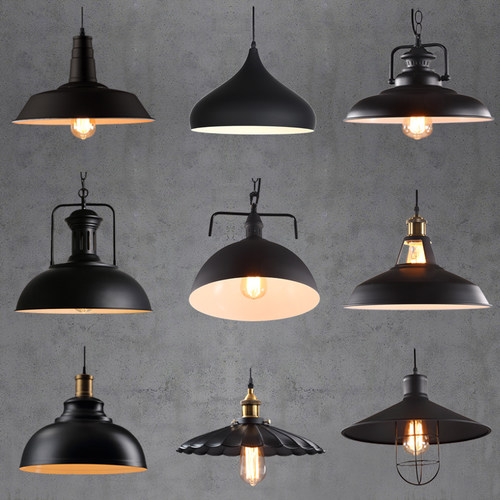 loft餐厅吊灯创意复古工业风吊灯个性吧台办公室单头铁艺锅盖吊灯