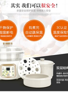 天际DGD15-15BG隔水炖白瓷电炖盅燕窝炖盅bb煲炖汤家用层煮粥锅