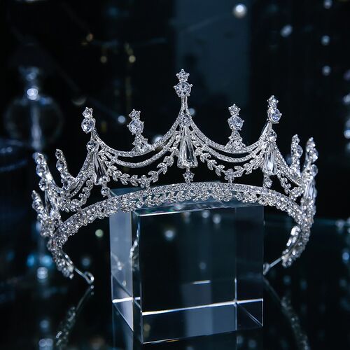 Baroque Luxury Geometric Crystal Bridal Tiaras Crown Big Rhi