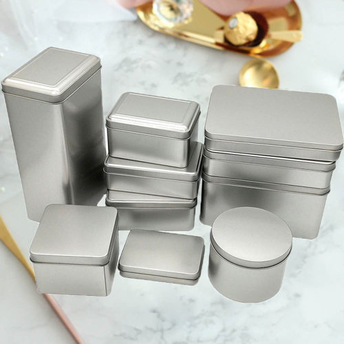 New Square Tin Storage Boxes Small Metal Storage Box Silver