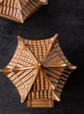 大号创意层六角亭陶瓷摆件古建筑微景观设计水族箱鱼缸造景装饰