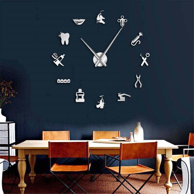 Dentist Tools Frameless 3D Wall Clock Dental Practitioners C