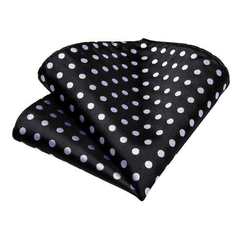 White Dot Black Silk Ties For Men Business Wedding 8cm Mens