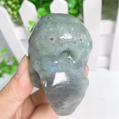Natural Labradorite Head Skull Mineral Gems Carved Reiki