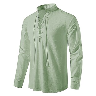 2023 Mens New Cotton Casual Linen Blouse Tops Long Shirt