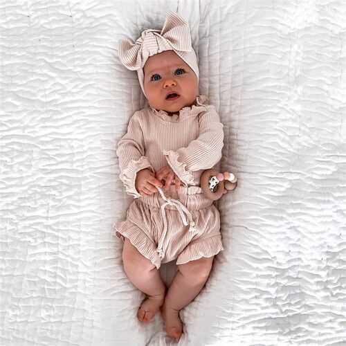 2Pcs Infant Baby Girl Clothes Set Cotton Ruffle Newborn Girl