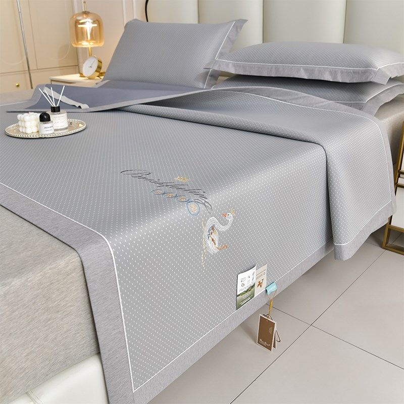 夏季冰丝凉席三件202新款可机洗人单人学生宿舍凉感空调席子,床上用品,冰丝席,淘宝优惠券,粉丝福利购,淘宝优惠卷