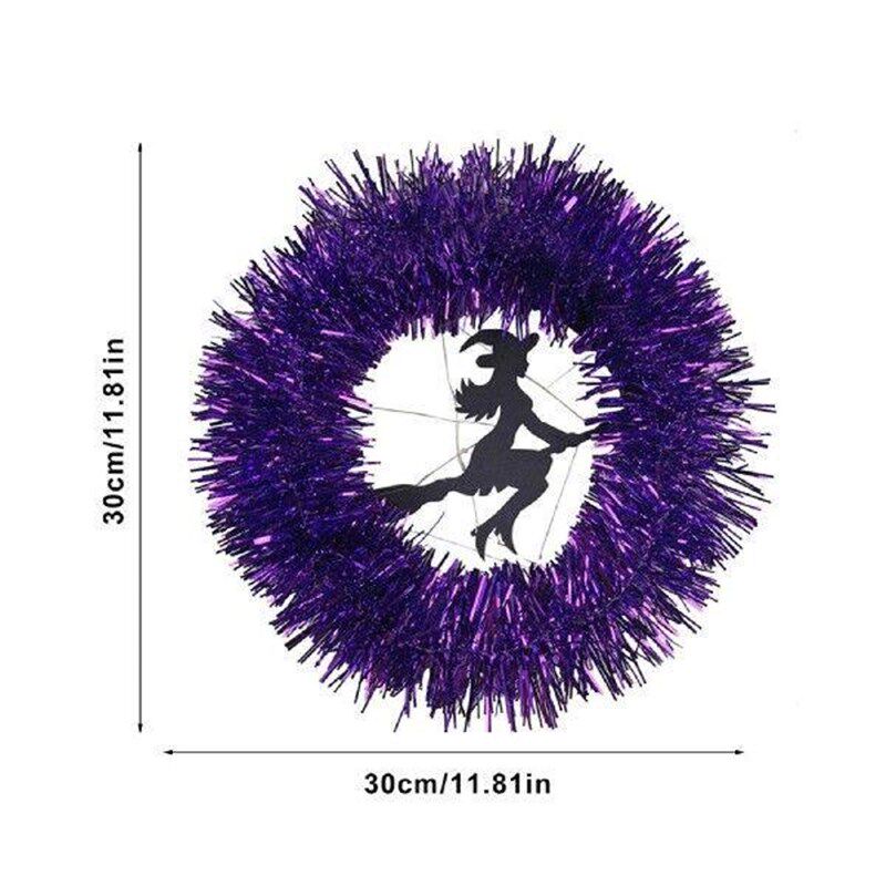Halloween Witch Wreath 12 Inch Wreath Purple Led