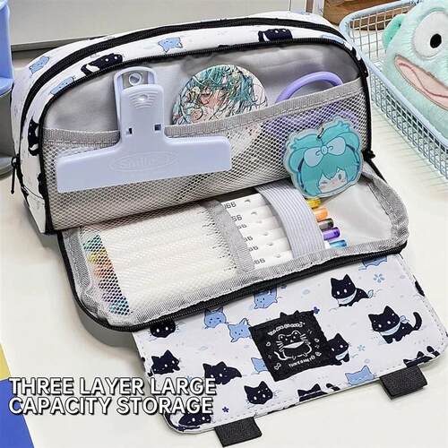 Cute Cat Pencil Case Large Capacity Pencil Bag Multi Functio