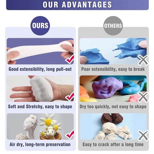 500g Air Dry Clay Foam Modeling Clay, Soft Squishy Molding C