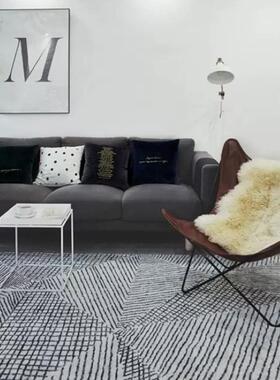 地毯客厅北欧in现代简s约地沙灰色客厅发家R用地毯加厚卧室床边毯