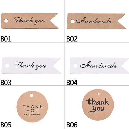 100pcs Handmade Thank You Tag Kraft Paper Gift Tag Label Jut