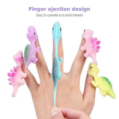 30 Pcs Dinosaur Finger Toys Catapult Flying Flight Bendable