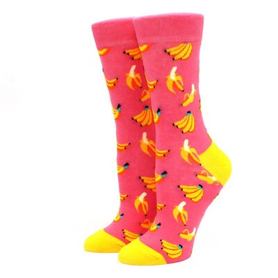 Hot Sale Colorful Womens Cotton Crew Socks Funny Banana Cat