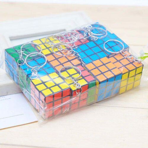 12pcs/Set Creative Mini Magic Cube 3x3cm Keychain Funny Hype