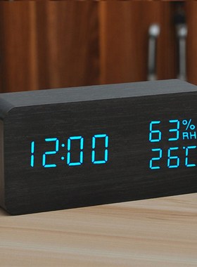 闹钟创意木质电子时钟静音桌面充电数字学生智能床头夜光小型米你