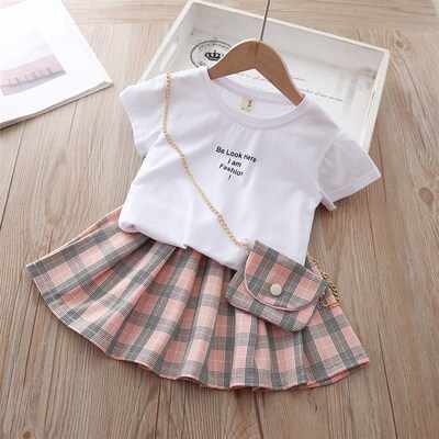 Girls Suit Summer New Style British Style Skirt Suit Two-pi