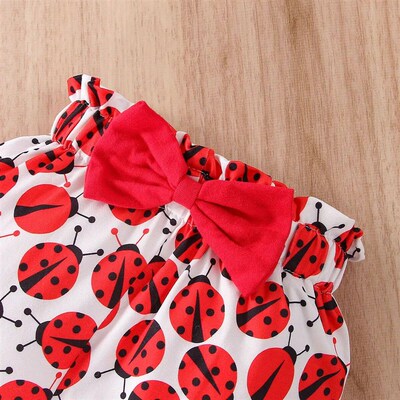 2024 Summer Adorable 3Pcs Ladybug Outfit Set for Newborn Bab