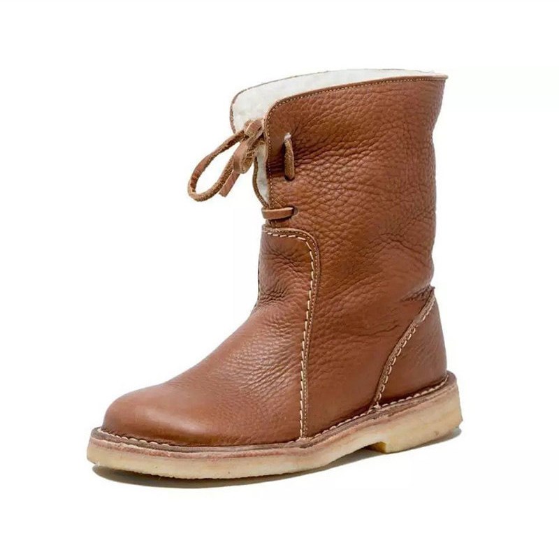 Women Snow Boots for Woman Winter Fur Plush Lace Up Boots Fe图片