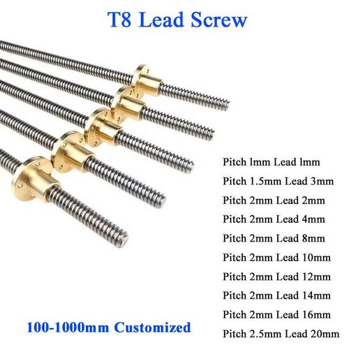 T8 Lead Screw Lead 2mm 4mm 8mm Lead Screw Trapezoidal Rod le