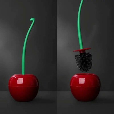 Creative Cherry Shaped Toilet Brush Set Long Handle Replacea