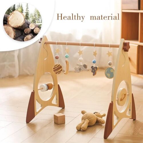 Baby Wooden Gym Frame Rocket Model Newborn Play Gym Activity