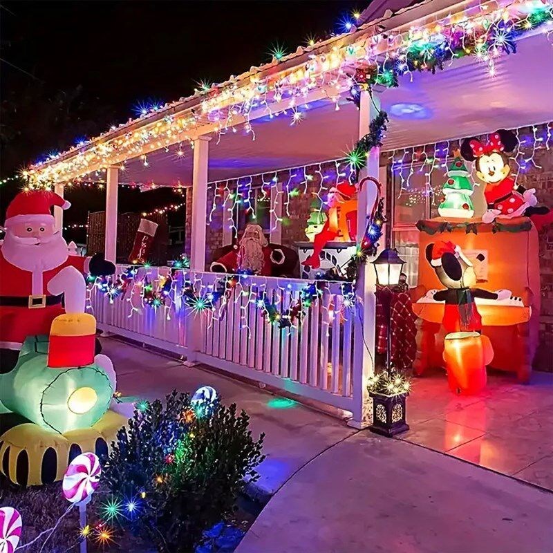Solar Outdoor Icicle Lights 96/162 Leds Christmas Decorative