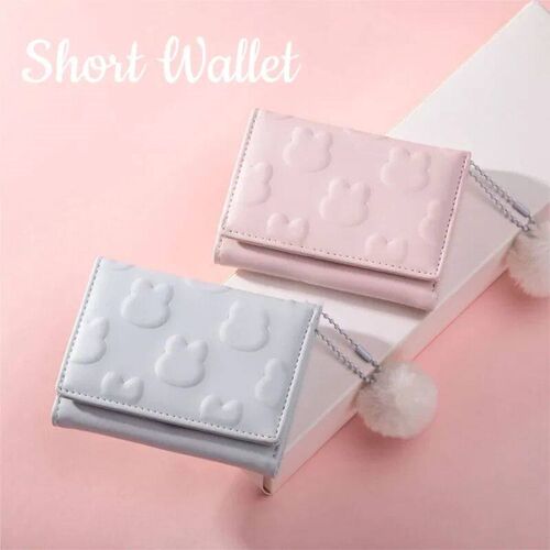 Cartoon Small Wallet Cute Korean Short Wallet Women Solid C