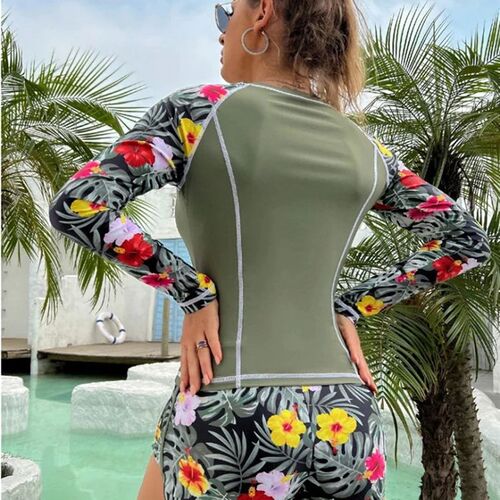 2024 New Tankini Women Swimsuit Tropical Print Bikini Set Lo