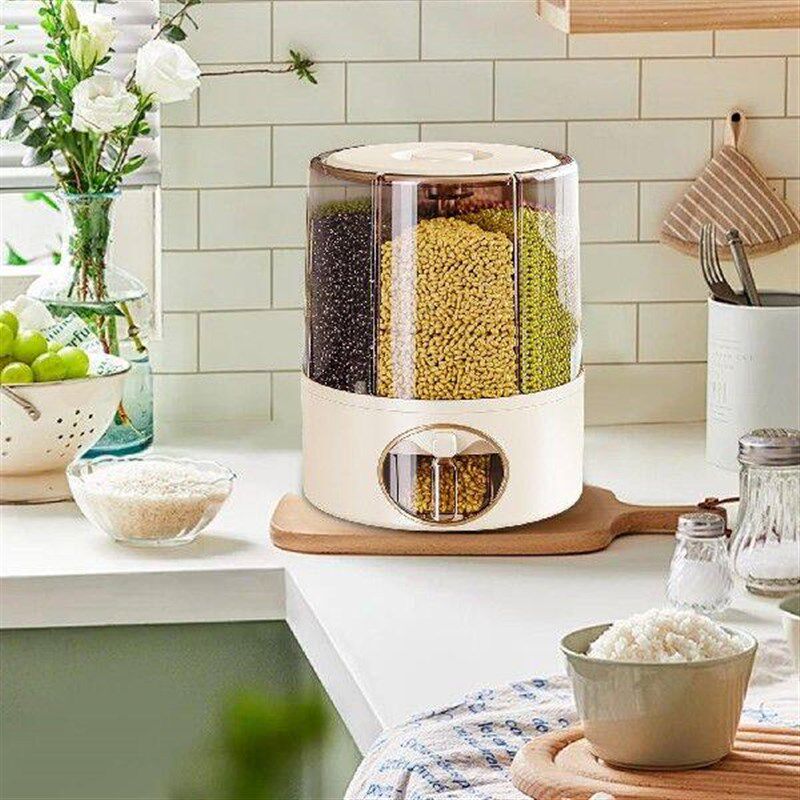 Rice Dispenser Rotatable Rice Bucket Food-grade Airtight
