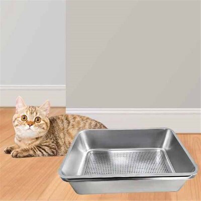 Cat Litter Box Stainless Steel Sturdy Sand Box Pet Supplies