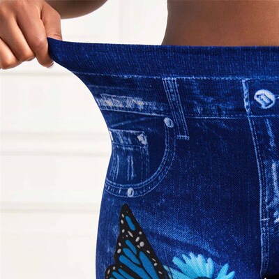 Plus Size Oversized Women High Waist Sretchy Legging Denim L