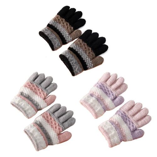 1 Pair Kids Winter Gloves Knitted Stripe Child Coldproof War