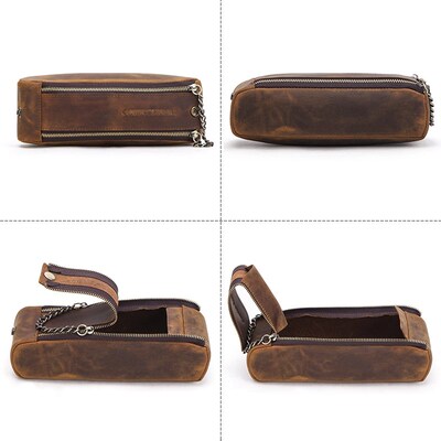 CONTACTS FAMILY Leather Zipper Pen Pencil Case Bag Handmade