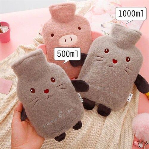 Cute Hot Water Bottle Bag 500ml/1000ml Plush Shoulder Hand