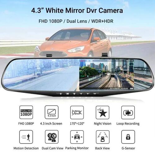 4.32Inch Driving Recorder Car DVR Rearview Mirror Dual Lens