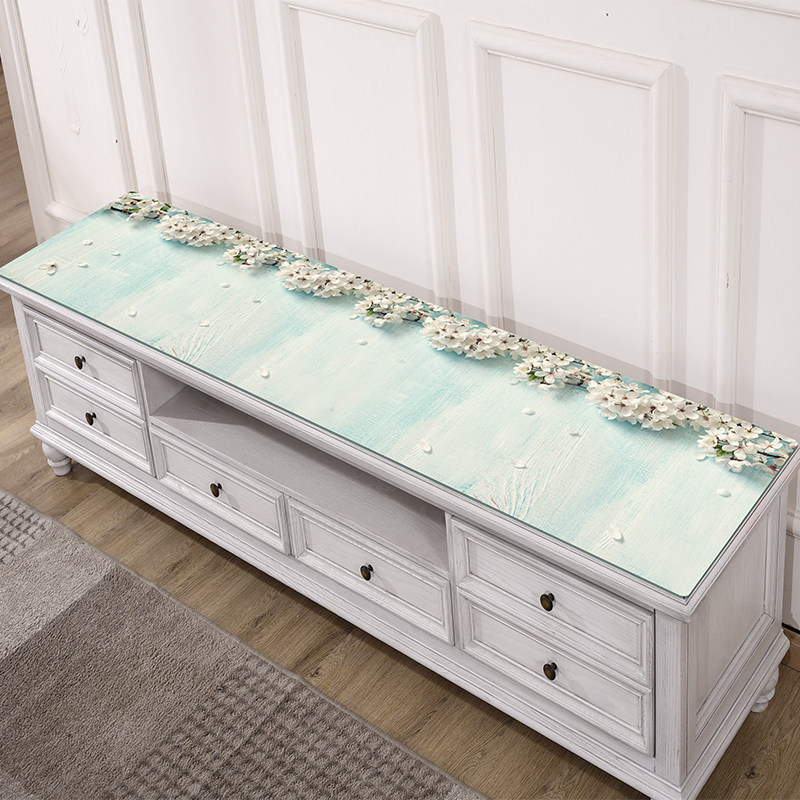 3D花卉电视柜桌布长方形pvc玻璃防水水晶板客厅茶几垫桌垫台布厚