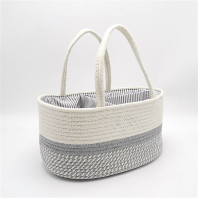 Portable cotton rope woven large capacity Mommy diaper bag