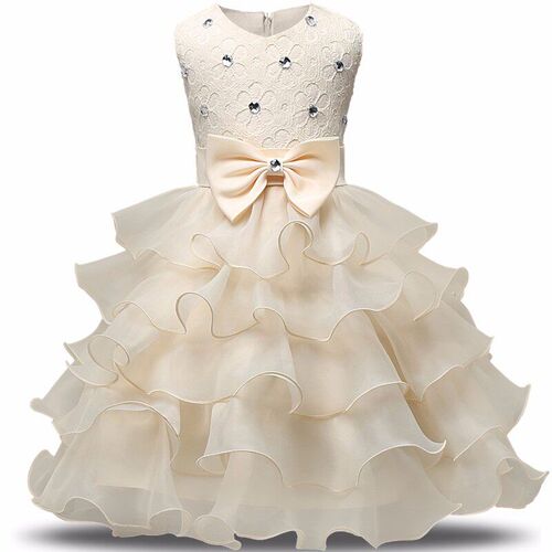 Lace Flower Princess Dress 3-8 Years Birthday Baby Girl Clot