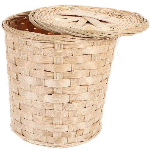 Woven Bamboo Basket Egg Storage Bin with Lid Flowerpot