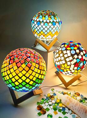 Hand made DIY Mosaic glass candle holder material kindergart