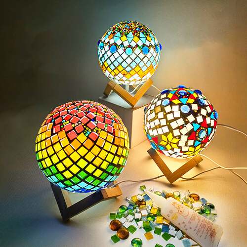 Hand made DIY Mosaic glass candle holder material kindergart